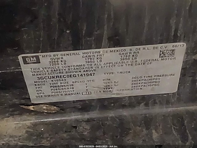 3GCUKREC0EG141947 Chevrolet l83 - vvt, afm (active fuel management), aluminum