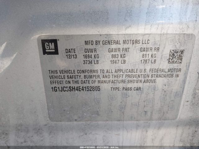 1G1JC5SH4E4152805 Chevrolet Sonic Lt Auto