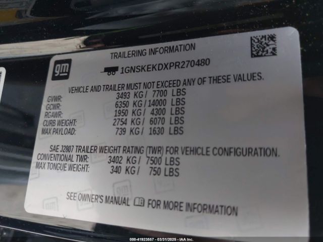 1GNSKEKDXPR270480 Chevrolet Suburban 4wd Rst