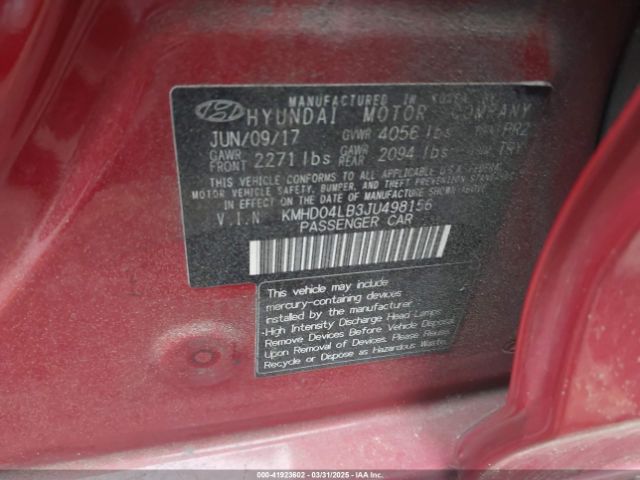 KMHD04LB3JU498156 Hyundai Elantra Sport