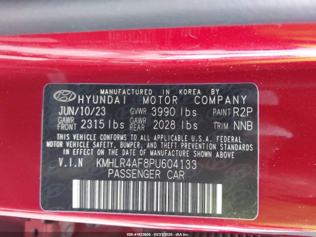 KMHLR4AF8PU604133 Hyundai Elantra N Line