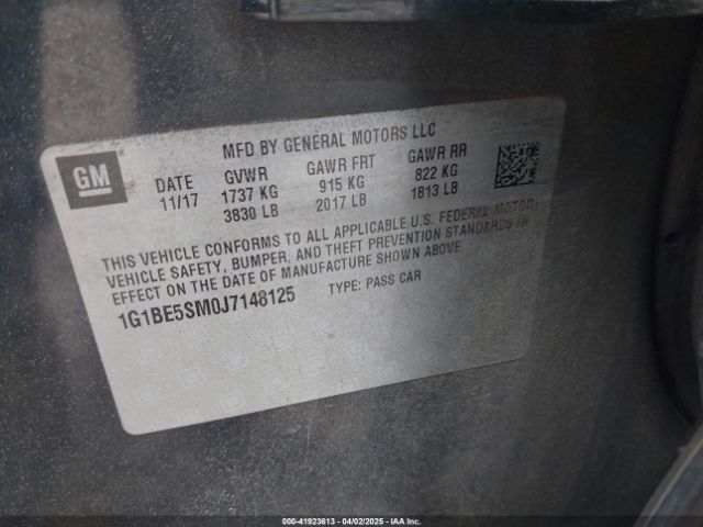 1G1BE5SM0J7148125 Chevrolet Cruze Lt Auto