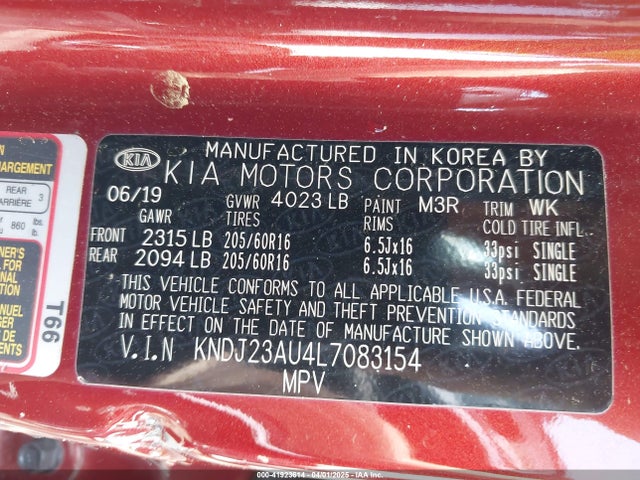 KNDJ23AU4L7083154 KIA SOUL LX