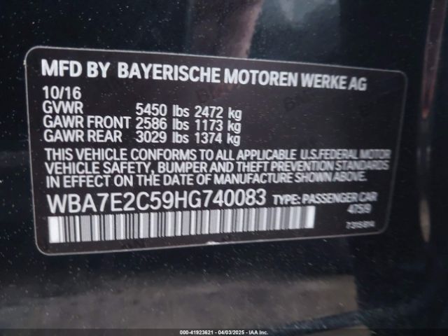 WBA7E2C59HG740083 BMW 740I