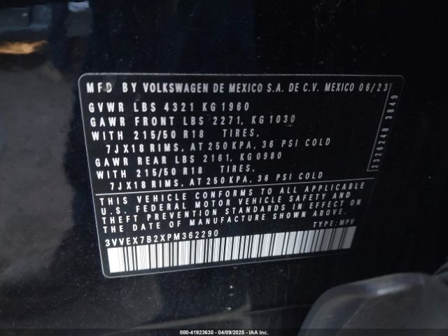 3VVEX7B2XPM362290 Volkswagen tsi