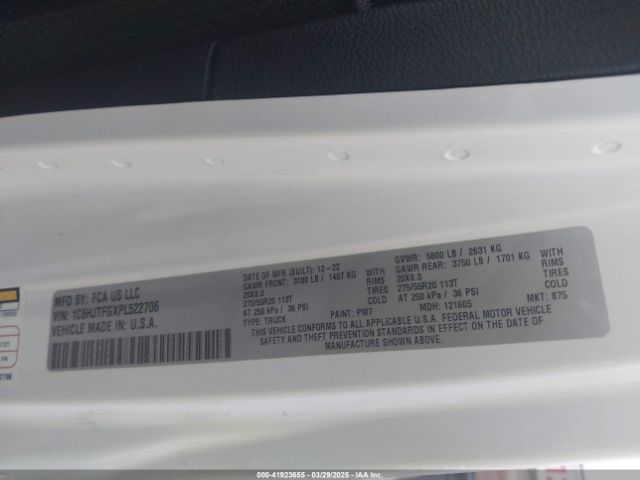 1C6HJTFGXPL522706 Jeep Gladiator High Altitude 4x4