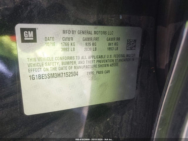 1G1BE5SM3H7152504 Chevrolet Cruze Lt Auto