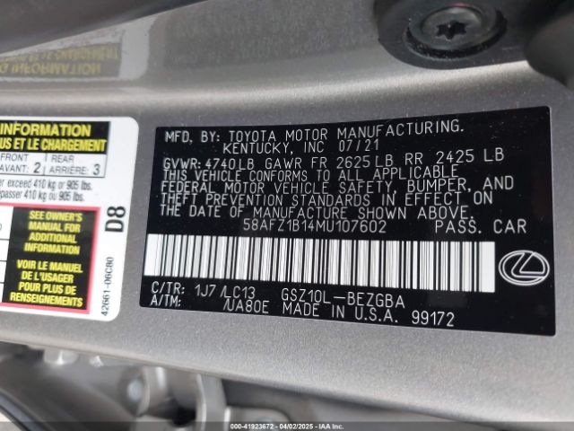 58AFZ1B14MU107602 Lexus Es 350 Ultra Luxury