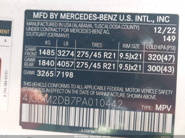 2023 MERCEDES-BENZ EQS 450+ SUV 4JGDM2DB7PA010442 Photo 8