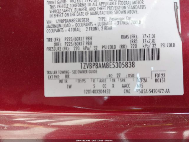 2014 FORD MUSTANG 1ZVBP8AM8E5305838 Photo 8