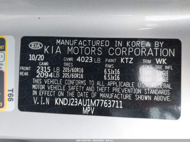 KNDJ23AU1M7763711 KIA SOUL S
