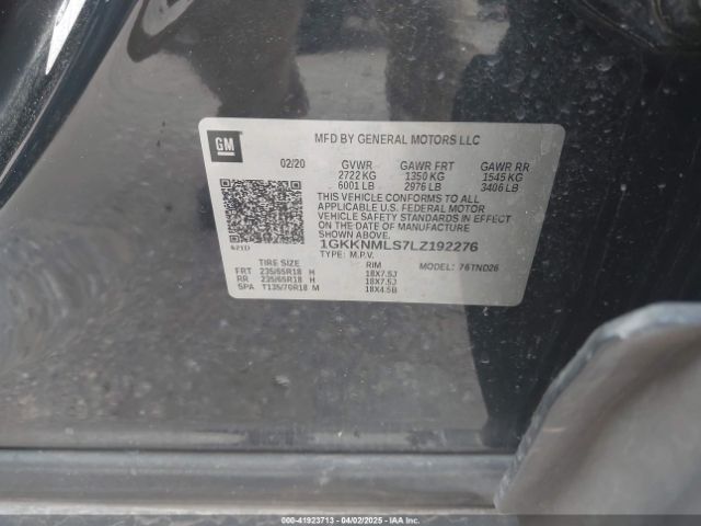 1GKKNMLS7LZ192276 GMC Acadia Fwd Slt