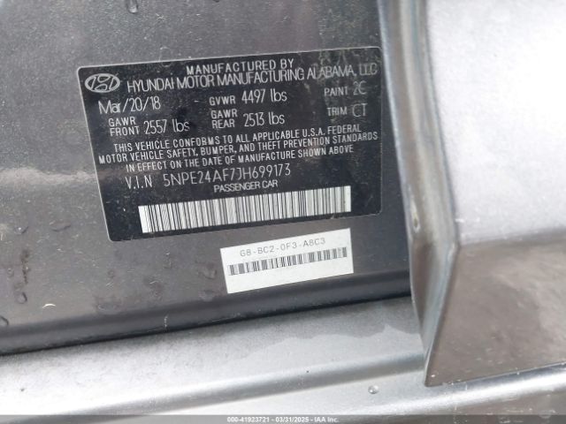 5NPE24AF7JH699173 Hyundai SONATA SE