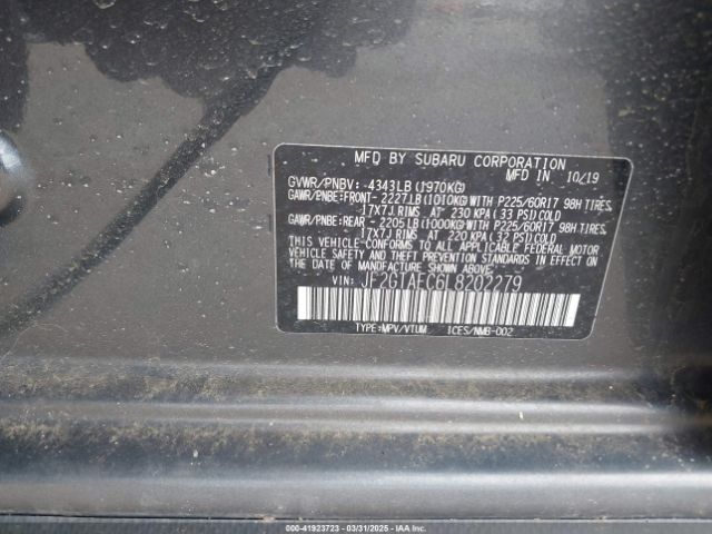JF2GTAEC6L8202279 Subaru Crosstrek Premium