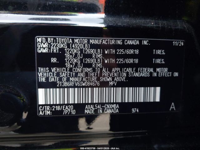 2T3B6RFV6SW084676 Toyota Rav4 Hybrid Xle Premium