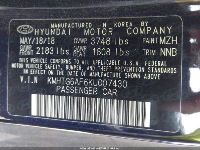 KMHTG6AF6KU007430 Hyundai Veloster 2.0 Premium