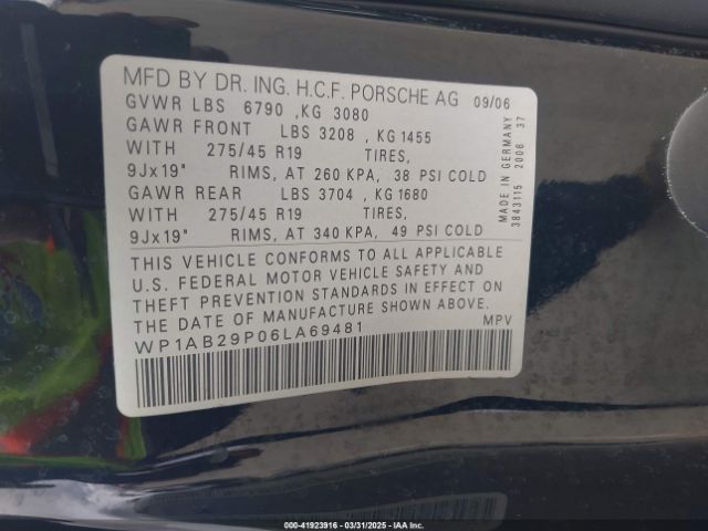 2006 PORSCHE CAYENNE WP1AB29P06LA69481 Photo 8