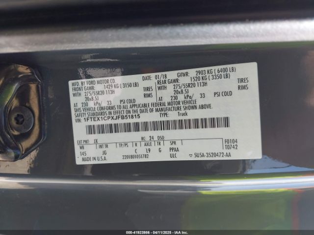 1FTEX1CPXJFB51815 Ford F-150 Xl