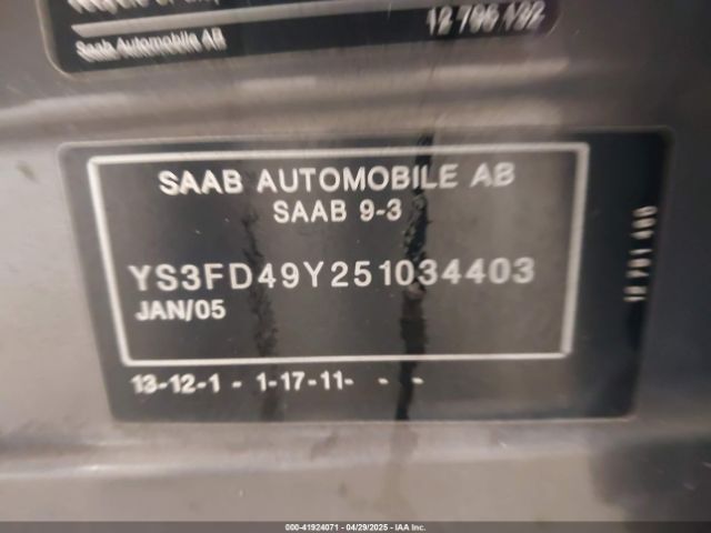 2005 SAAB 9-3 YS3FD49Y251034403 Photo 8