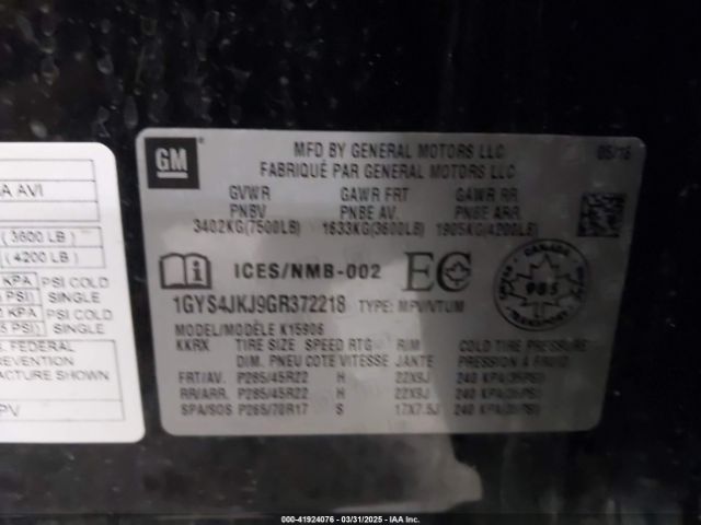 2016 CADILLAC ESCALADE ESV 1GYS4JKJ9GR372218 Photo 8