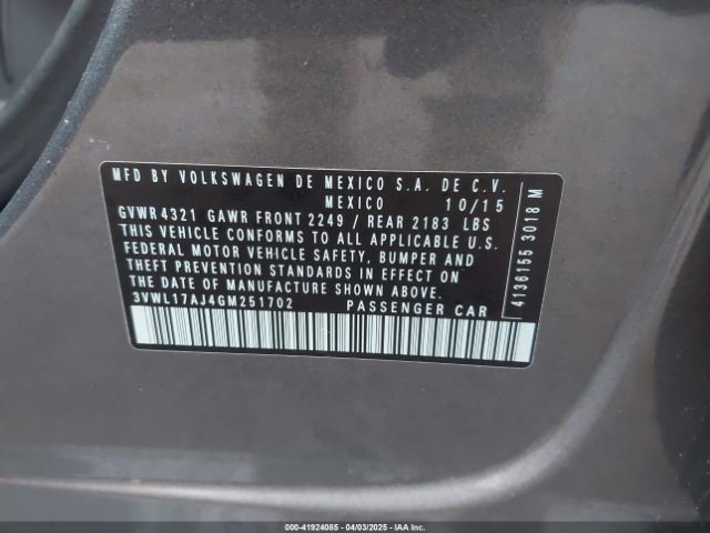 3VWL17AJ4GM251702 Volkswagen Jetta 1.8t Sel