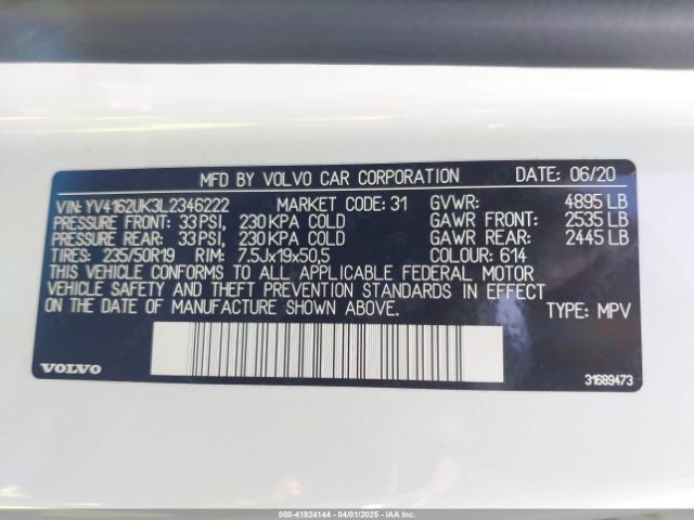2020 VOLVO XC40 YV4162UK3L2346222 Photo 8