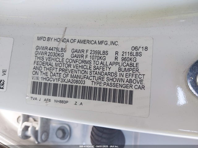 1HGCV1F3XJA208003 Honda Accord Sport
