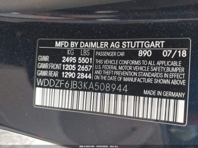 2019 MERCEDES-BENZ E 450 WDDZF6JB3KA508944 Photo 8