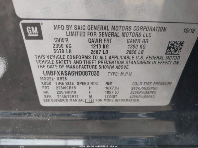 LRBFXASA6HD087035 Buick Envision Preferred
