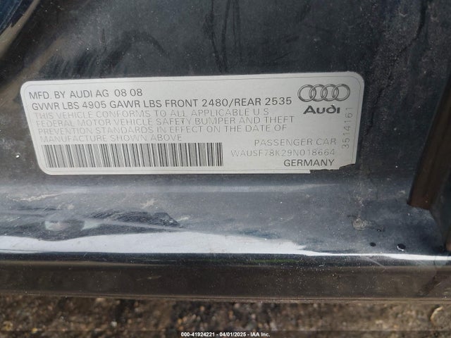 2009 AUDI A4 WAUSF78K29N018664 Photo 8
