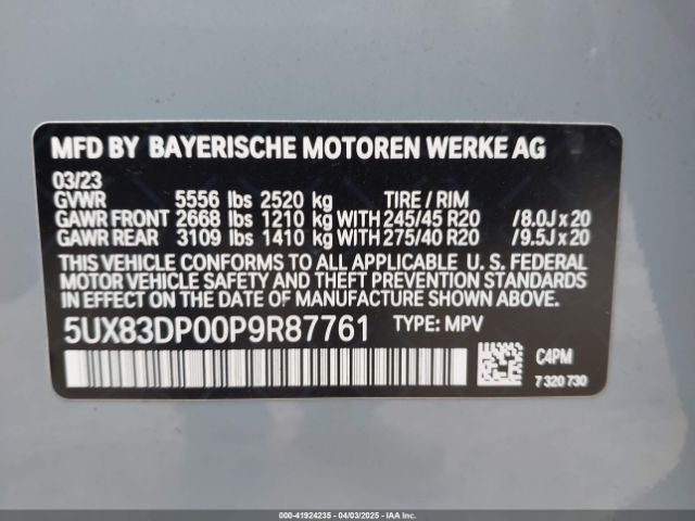 5UX83DP00P9R87761 BMW X3