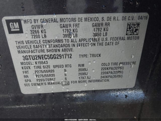 3GTU2NEC5GG291712 GMC Sierra 1500 Slt
