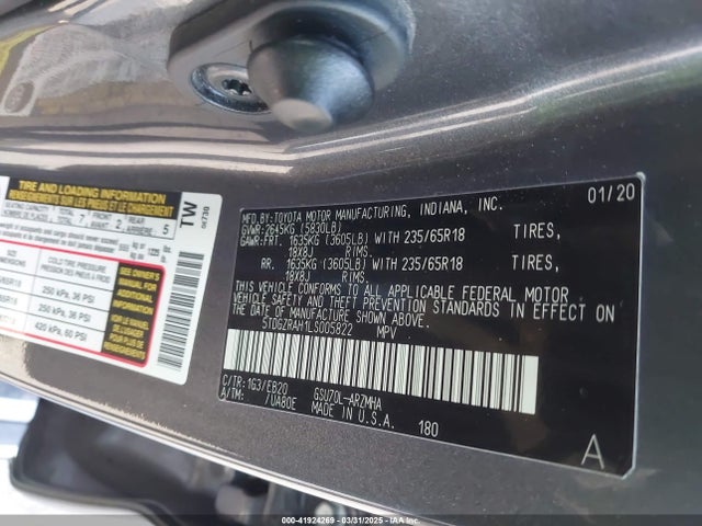 5TDGZRAH1LS005822 Toyota Highlander Xle