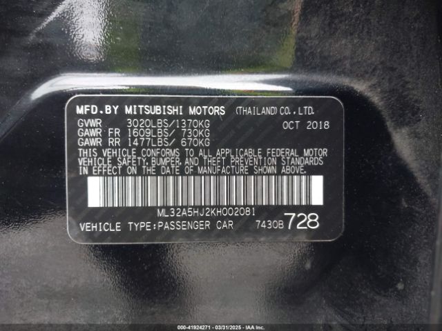 2019 MITSUBISHI MIRAGE ML32A5HJ2KH002081 Photo 8