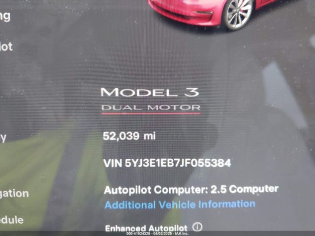 5YJ3E1EB7JF055384 Tesla Model 3 Long Range/performance
