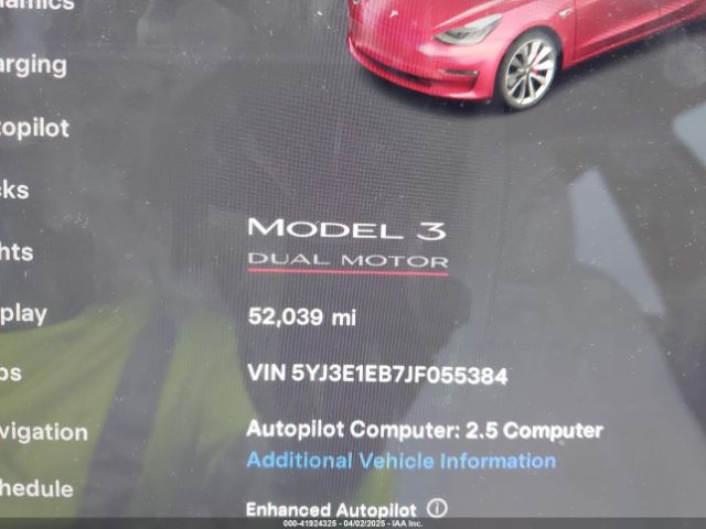 5YJ3E1EB7JF055384 Tesla Model 3 Long Range/performance
