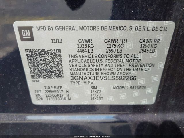 3GNAXJEV5LS592266 Chevrolet Equinox Fwd 2fl