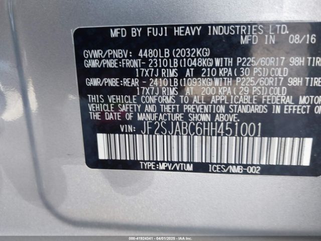 JF2SJABC6HH451001 Subaru Forester 2.5i