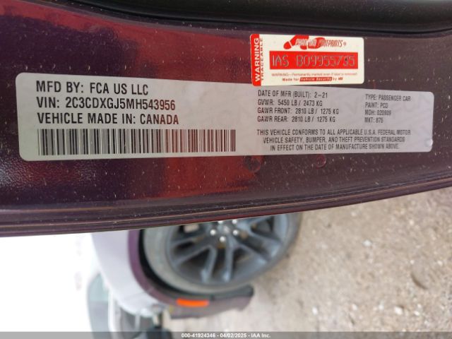 2C3CDXGJ5MH543956 Dodge Charger Scat Pack Rwd