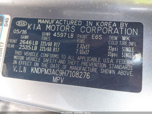 KNDPM3AC9H7108276 KIA Sportage Lx