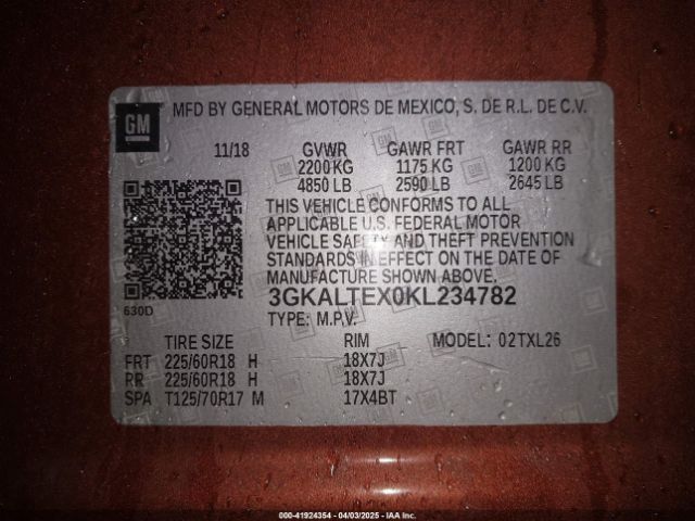 3GKALTEX0KL234782 GMC Terrain Sle