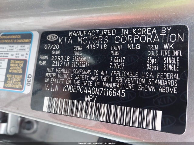 KNDEPCAA0M7116645 KIA Seltos Lx