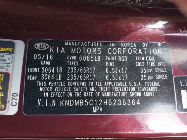 KNDMB5C12H6236364 KIA SEDONA LX