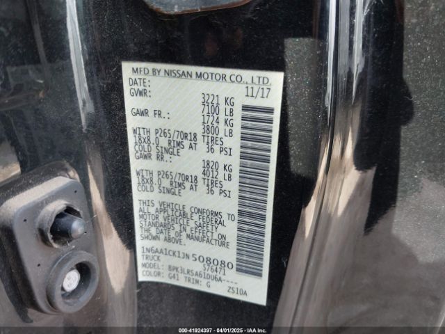 1N6AA1CK1JN508080 Nissan TITAN S