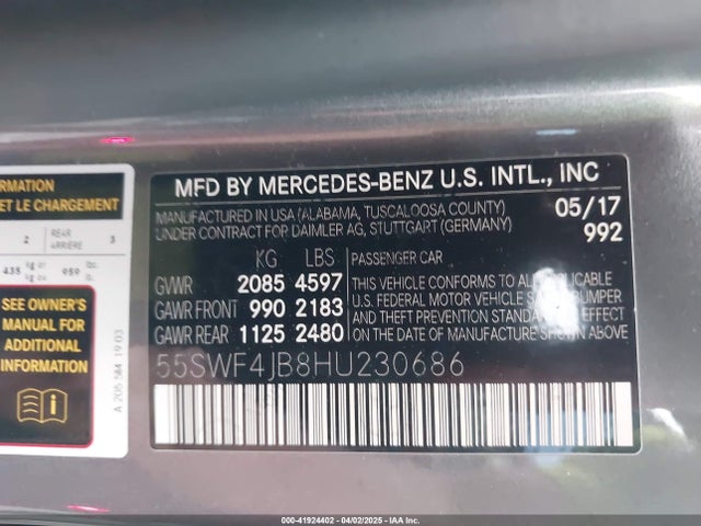 55SWF4JB8HU230686 Mercedes-Benz C 300 Luxury/sport