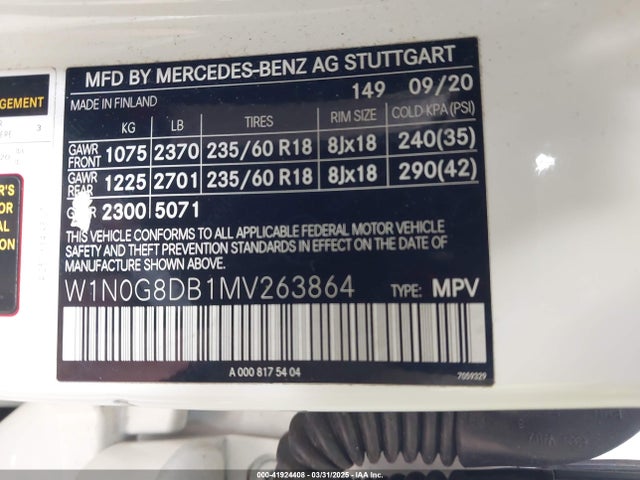 W1N0G8DB1MV263864 Mercedes-Benz m264