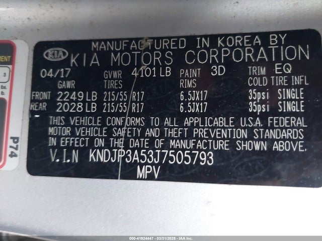 KNDJP3A53J7505793 KIA SOUL +