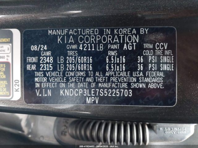 KNDCP3LE7S5225703 KIA NIRO LX