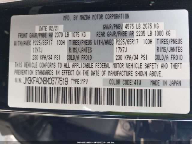 JM3KFACM8M0377619 Mazda Cx-5 Touring
