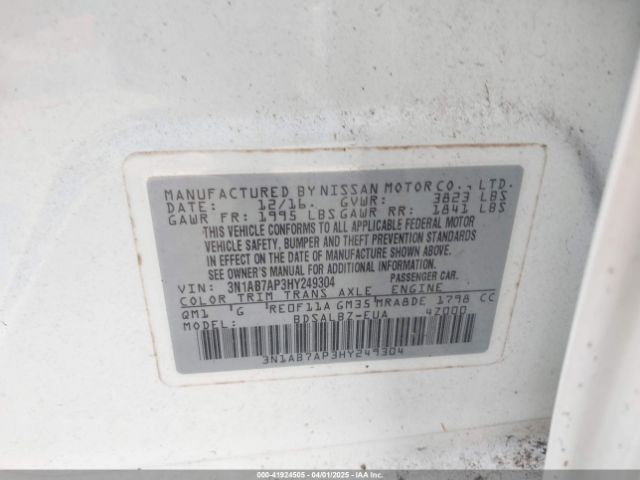3N1AB7AP3HY249304 Nissan SENTRA S